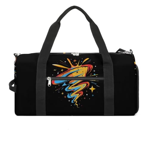 Fantasy Tornado Psychedelic Gym Sport Bag Travel Duffel Bags Tote with Shoe Compartment Water Resistant Pouch Unisex