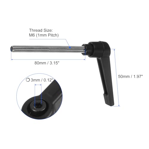 Image of uxcell 2pcs Clamping Lever Handles, M6 x 80mm 304 Stainless Steel Threaded Male Stud, Adjustable Handles Locking Quick Release Ratchet Push Button Bolt Knobs, Black