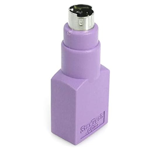 StarTech.com USB till PS/2 tangentbordsadapter – tangentbordsadapter PS/2 (6 stift Mini-DIN) kontakt till USB A (4 stift) uttag – ersättningsadapter, lila