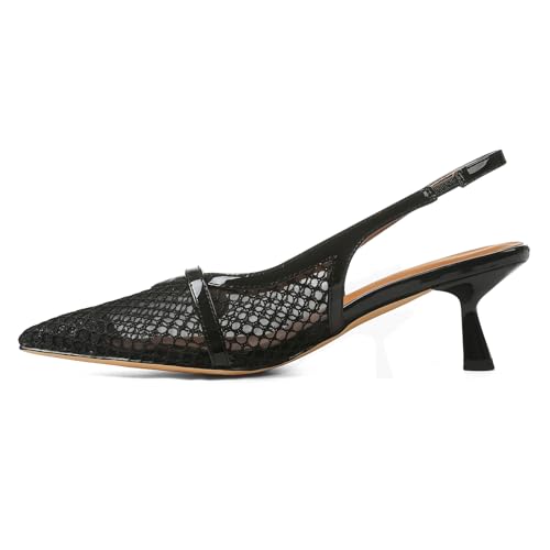 Celbreez Slingback Heels for Women Black Kitten Heels Closed Pointed Toe Women Pumps Ankle Strap Party Dress Stiletto Heels Heeled Slingbacks4