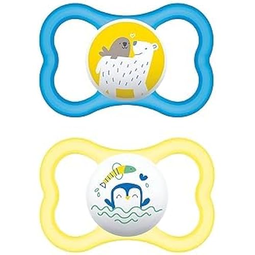 MAM Air Baby Pacifier, for Sensitive Skin, Sterilizer Case, 2 Pack, 16+ Months, Boy