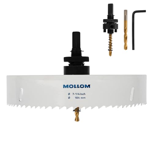 Mollom 184mm (7-1/4") HSS M42 8% Cobalt BI-Metal Hole Saw with Arbor