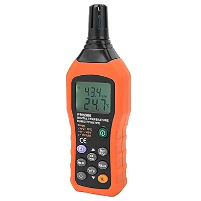 Digital Hygrometer, Display Humidity Temperature Meter for Dew Point Wet Bulb, 99 Records, Ergonomic Design with Cover, PM6508