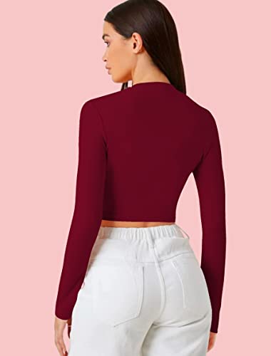 Image of Dream Beauty Fashion Women's Casual Round Neck Long Sleeves Stylish Crop Top - 17 inch Inches (Tee-Tally 02)
