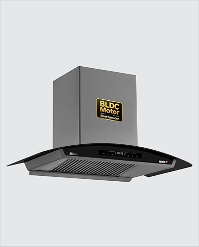 Image of Sujata 90cm Auto Clean Kitchen Chimney | 15 Years BLDC Motor Warranty & 5 Years Comprehensive Warranty | 13 Gesture & Touch Control, Powerful Suction, Low Noise, Wall Mounted, LED Panel(Quartz-Black)