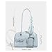 ZGHQHCDRH Light Blue Glossy Ita Bag with Bow and Clear Pocket, Fashionable Women's Shoulder Handbag for Daily Use (Blue)