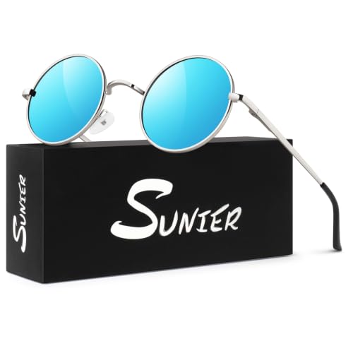 Image of Sunier Round Sunglasses Men Womens Shades Polarized Retro Circle UV400 Sun Glasses