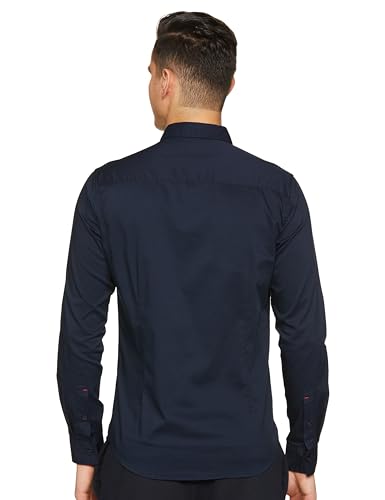 Image of The Indian Garage Co Men Slim Fit Solid Full Sleeves Spread Collar Casual Shirt