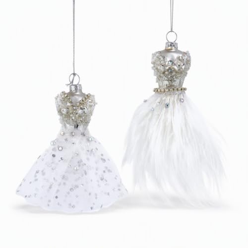 The Bridge Collection Glass Dress Fashion Christmas Ornaments Set of 2