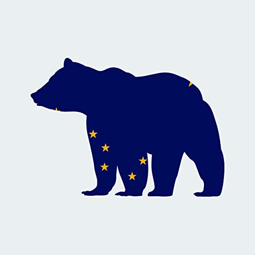 fagraphix Alaska State Shaped Bear Flag Sticker Self Adhesive Vinyl Decal Outdoors Wilderness AK