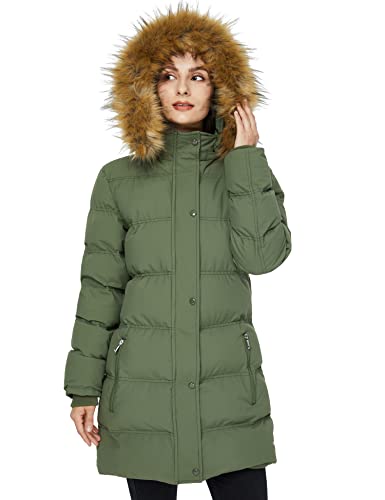 WenVen Women's Winter Long Puffer Coat Parka Jacket with Faux Fur Removable Hood3