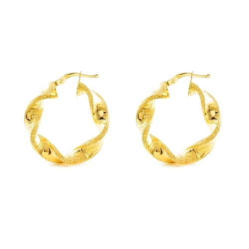 Orecchini d'oro Orecchini a cerchio da donna 38x5 mm - oro giallo 18K (750) - Scatola Regalo - Certificato di garanzia
