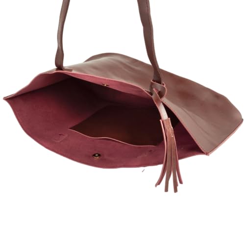Image of PU Leather Shoulder Bag Maroon large capacity
