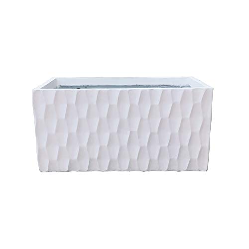 Kante RF0203B-C80011 Lightweight Concrete Retro Rectangle Outdoor, Large Planter, Pure White