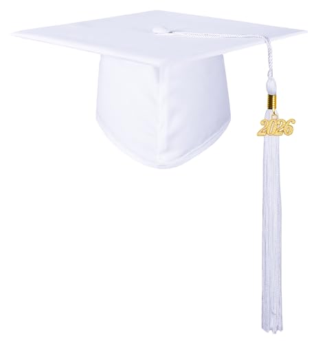 GraduationMall Matte Kindergarten & Preschool Graduation Cap for Kids with 2026 Tassel White