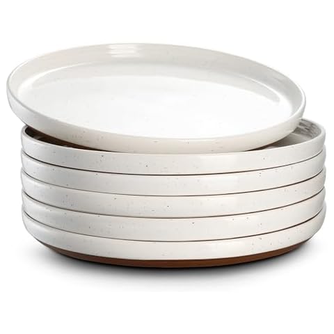 DOWAN Vanilla White Ceramic Dinner Plates Set Cover