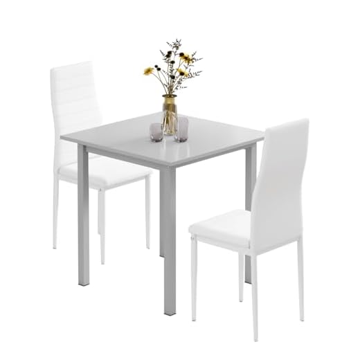 JEFFORDOUTLET Dining Table and Chairs Set 2 Square Dining Table with 2 Faux Leather Chairs for Dining Room Kitchen Home 29 JEFFORDOUTLET Dining Table and Chairs Set 2 Square Dining Table with 2 Faux Leather Chairs for Dining Room Kitchen Home
