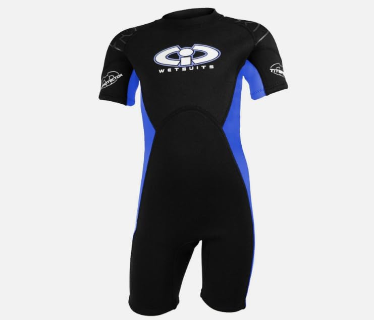 TWF Childs 3mm CIC Titanium Shortie wetsuit (Black/Marine Blue, Age 2-3) โ image 1