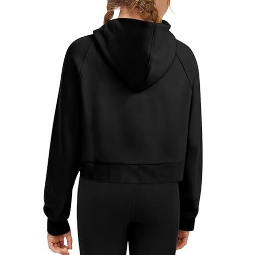 WELLFLYHOM Girls Half Zip Up Sweatshirt 5-14T Trendy Fall Cropped Top Long Sleeve Hoodies Girls Fall Outfits2