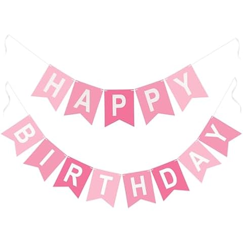 G2PLUS Pre-Strung Pink Happy Birthday Banner Cover