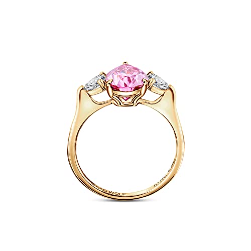 ISAAC WOLF 10k Gold 3 Carat Moissanite Ring Pink Pear Cut 3-Stone Wedding Rings2