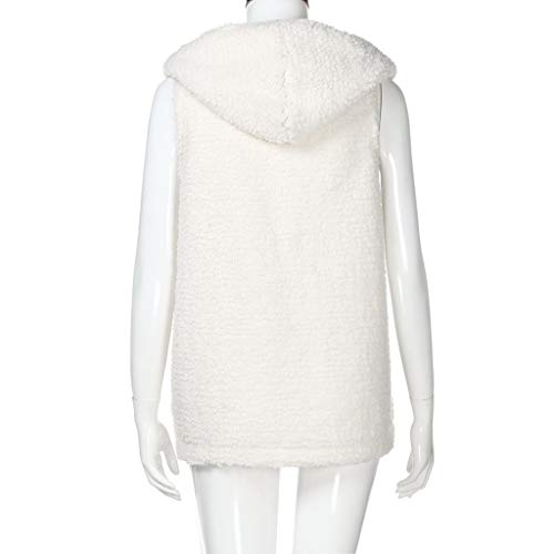 Chaleco de invierno para mujer sudadera con capucha abrigo casual blanco L 4