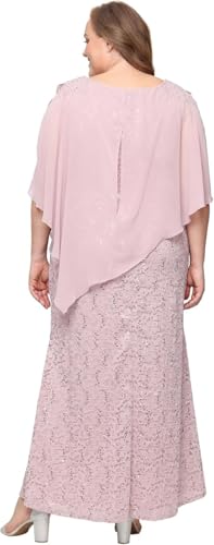 Image of S.L. Fashions Womens Plus Size Long Length Sequin Lace Beaded Capelet Mother of The Bride Dress, Formal Evening Gown
