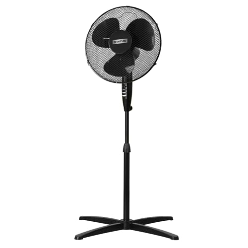 Status 16 Inch Black Standing Fan, Oscillating, 3 Speed, Adjustable Angle, Portable, Quiet Operation, For Home Office (S16BSTANDFAN1PKB)