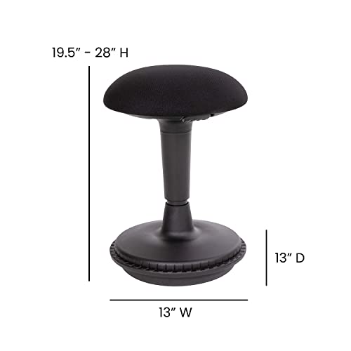 Image of Flash Furniture Adjustable Height Active Office Stool - Modern Black Sit-To-Stand Learning Chair - Padded Swivel Stool - Rocking, Wobble, Tilting Motion