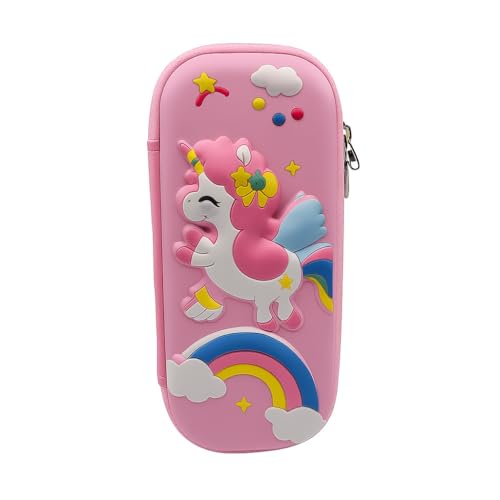 Estojo Escolar Infantil, Design Espacial e Unicórnio, EVA Resistente, Temático Astronauta e Unicórnio, Material Escolar com Zíper, Organizador de Papelaria (Unicórnio Rainbow)