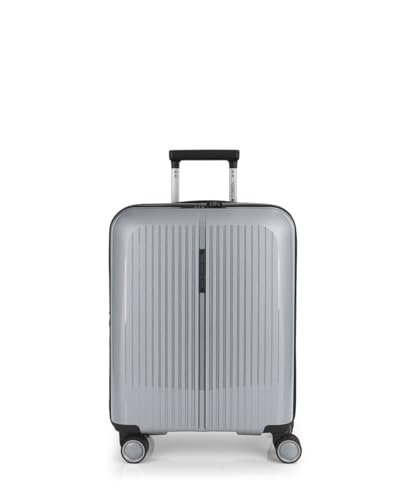 Gabol - Maleta de Cabina Rígida Expandible Brooklyn 55x40x22/25 cm - Equipaje de Mano Ligero 2,8kg con Capacidad hasta 47,4L - 4 Ruedas Dobles 360° y Cerradura TSA - Diseño Español - Color Plata Gabol - Maleta de Cabina Rígida Expandible Brooklyn 55x40x22/25 cm - Equipaje de Mano Ligero 2,8kg con Capacidad hasta 47,4L - 4 Ruedas Dobles 360° y Cerradura TSA - Diseño Español - Color Plata