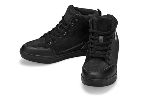 CALTO Men's Invisible Height Increasing Elevator Shoes - Onyx/Black Sole Lace-up Corduroy Ankle Top Sneak-Boot - 2.6 Inches Taller - S4130 - Size 10 D(M) US4