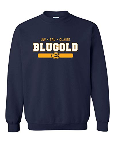 CreateMyTee | UW Eau Claire Blugold Stacked Two Color Crewneck Sweatshirt |