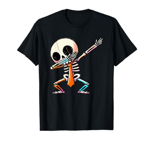 Halloween Skeleton Dabbing, homens e crianças | caveira e gaiola de costelas t-shirt, Preto, Pequeno