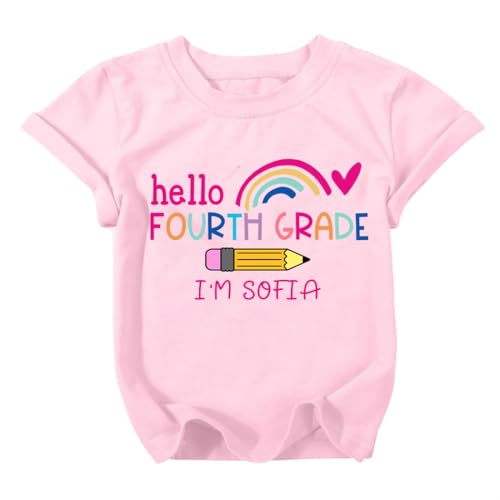 Custom Fourth Grade Shirt with Name Hello Fourth Grade - Back to School Youth Toddler T-Shirt for Kids