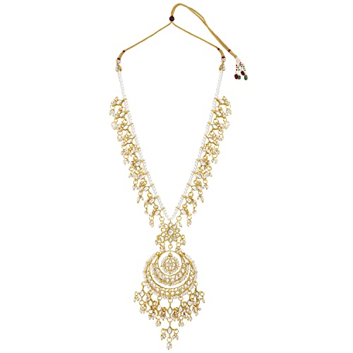 Image of Aheli Elegant Indian Faux Kundan Studded Choker Necklace with Maang Tikka Set Ethnic Wedding Wear Bharatanatyam jewellery set Gift for Women