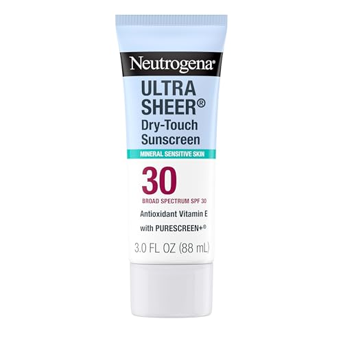 Neutrogena Ultra Sheer Dry-Touch Mineral Sunscreen For Face & Body, SPF 30 Broad-Spectrum UVA/UVB Protection, Titanium Dioxide & Zinc Oxide Sunscreen, Oxybenzone-Free, 3.0 fl. oz