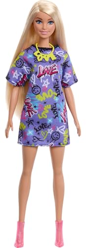 Image of Barbie Doll with Clothes and Accessories, Blond Hair and 3 Party-Themed Mix-and-Match Outfits Including Dresses, Purses and Heels