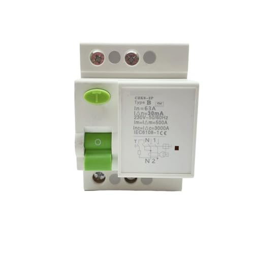 Interrupteur différentiel type B 63A 30mA avec indicateur de puissance rouge 2P25A300MA