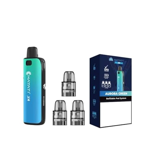Hayati X4 Refillable Kit, 1300mah Rechargeable Battery, Vape Starter Kit, Type C Charging, Side Fill, E-cigarette (Includes 3 Refillable Pods), 2ml Cartridge No Nicotine, (Aurora Green)