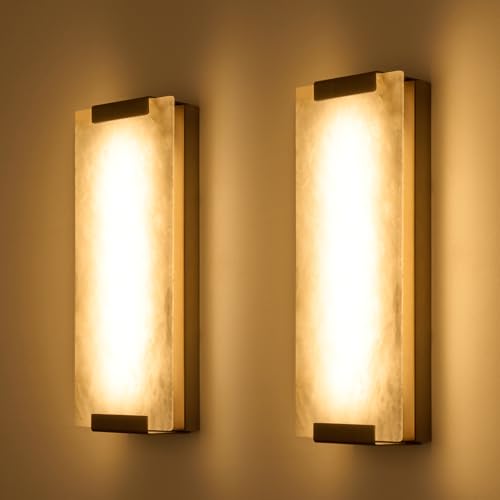 HOMLUCE 14.2in Alabaster Wall Sconces, Large Natural Marble Wall Sconces