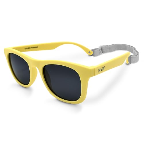 JAN & JUL Toddler Sunglasses with Strap UV400 Polarized (M: 2-6 Years Lemonade)