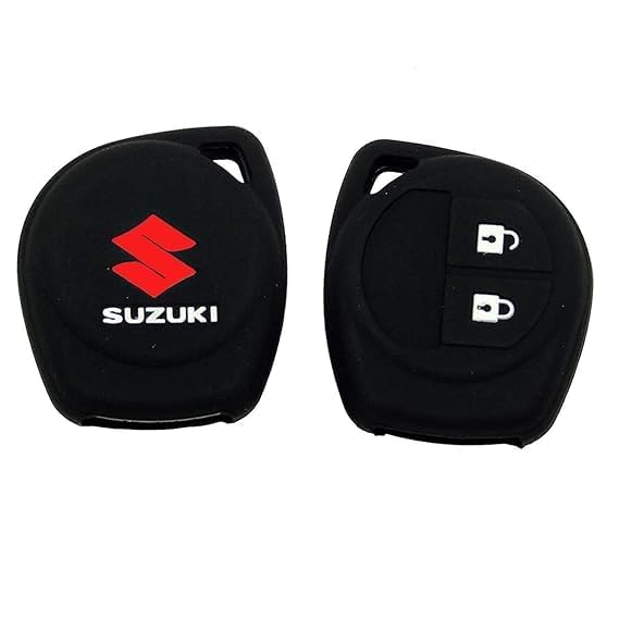 Silicone Car Key Cover Compatible with Maruti Suzuki Swift, 2 Button Remote Key, Black, Flexible & Durable, Scratch Resistant, Non- Slip Key Case-image-49