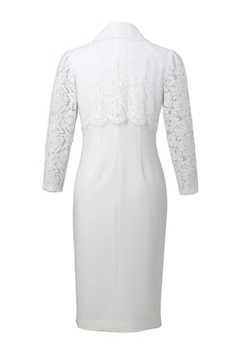 CHIC STAR Womens Blazer Dress, Lace Sleeves, Double-Breasted Buttons, Asymmetrical Lace Overlay2