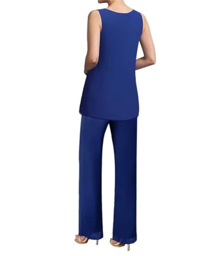 Mother of The Bride Lace Applique V Collar 3Pcs Women's Gentle Chiffon Pants Suits Wedding Party Outfit Evening Dress2