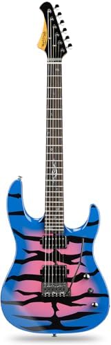 WestCreek Aetheris Solid Body Electric Guitar, Mahogany Body, Maple Neck, Rosewood Fretboard, Rounded End Frets, Bone Nut, 24 Frets (Blue)