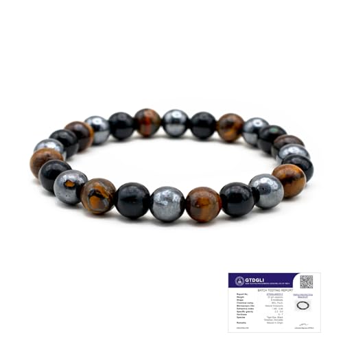 Image of Astrotalk Triple Protection Bracelet | Shields Against Negativity & Enhances Strength | Black Obsidian, Hematite, Tiger Eye | Bracelet for Man & Woman | Gift for Man & Woman