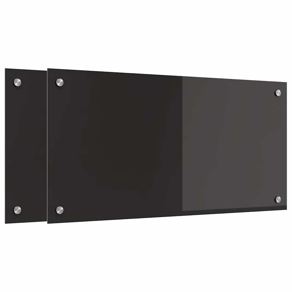 Salpicadero de Cocina 2 pcs Negro 80 x 40 cm Vidrio Templado Protector contra Salpicaduras Protección Herramientas Accesorios Ideal para la protección de Las Paredes de la Cocina