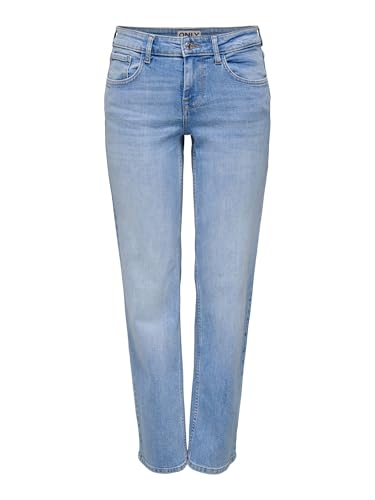 ONLY Low Waist Straight Onllopez Tai476 Taille Basse Droite DNM, Bleu Jeans Clair, 29W / 32L Femmes