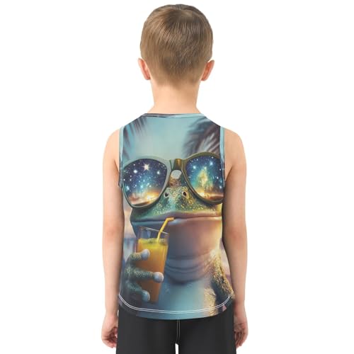 Boys Tank Top Shirts Frog Aniaml Starry Sky Sleeveless T-Shirts Crew Neck for Kids Clothing Children3